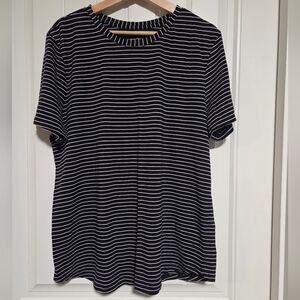 Lululemon Black and White Striped Short Sleeve Tee